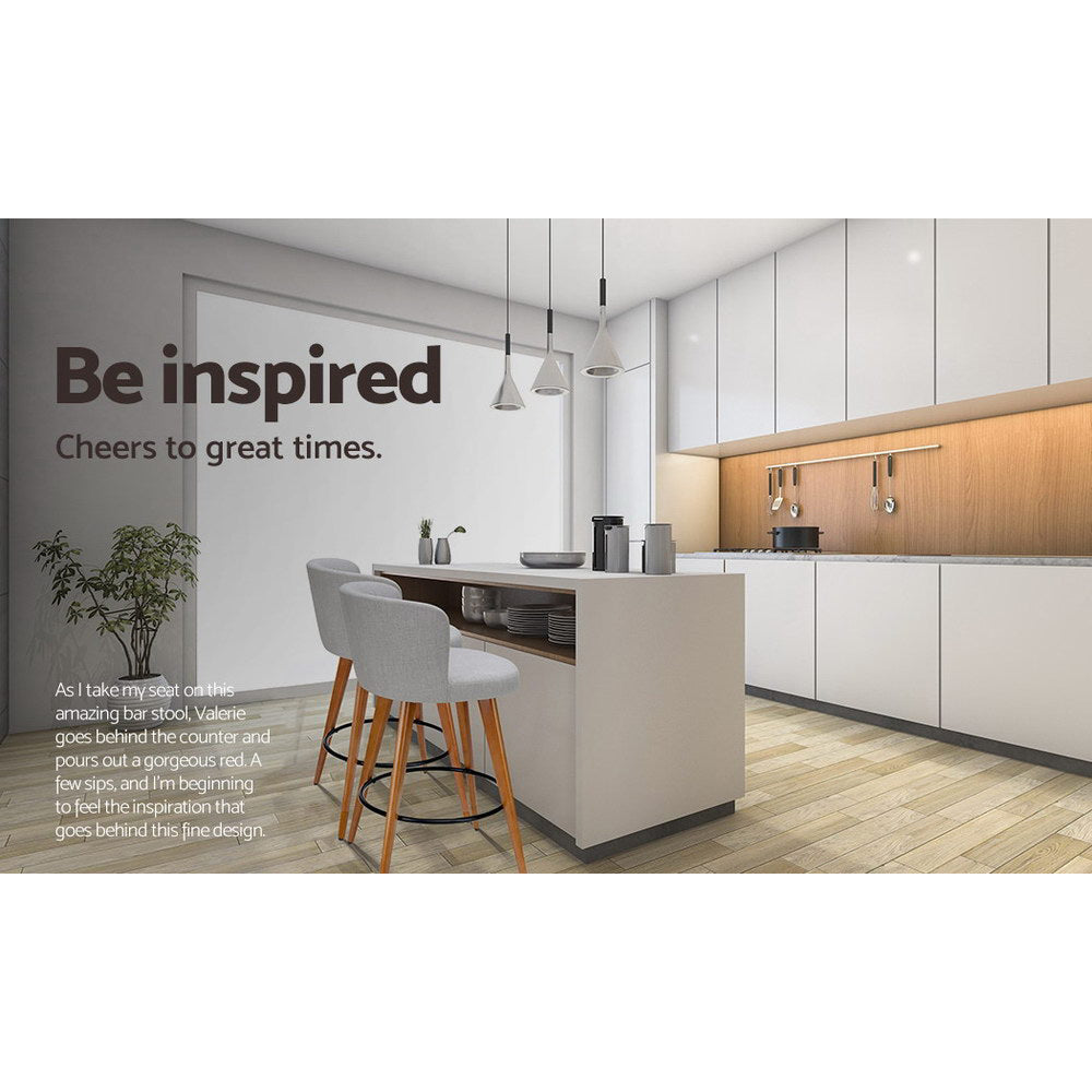 Artiss Light Grey Padded Bar Stools - Set of 4