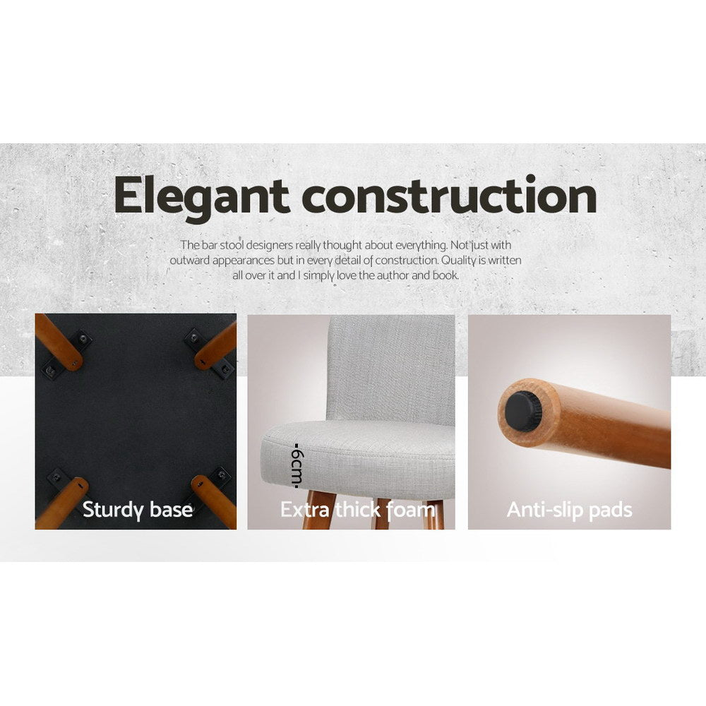 Artiss Light Grey Padded Bar Stools - Set of 4