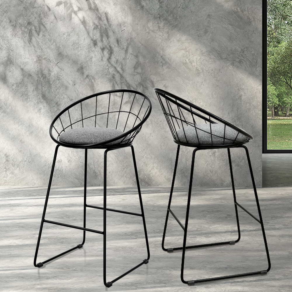 Artiss Modern Black Bar Stools - Set of 2