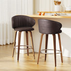 Artiss Contoured Leather Bar Stools - Set of 2