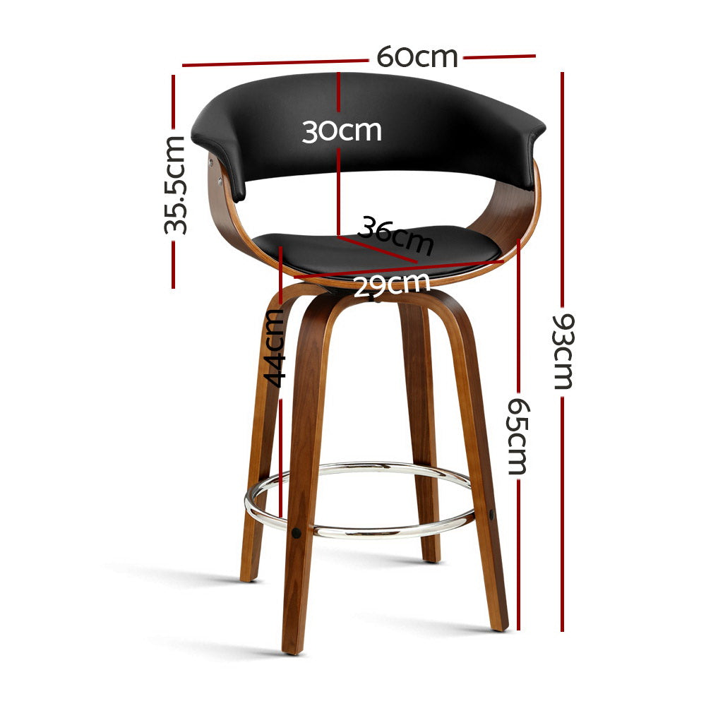 Artiss Swivel Bar Stools - PU Leather & Wood