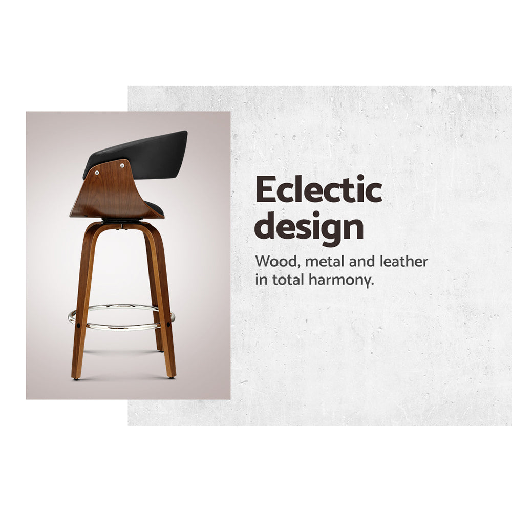 Artiss Swivel Bar Stools - PU Leather & Wood