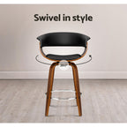 Artiss Swivel Bar Stools - PU Leather & Wood