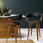 Artiss Swivel Bar Stools - PU Leather & Wood