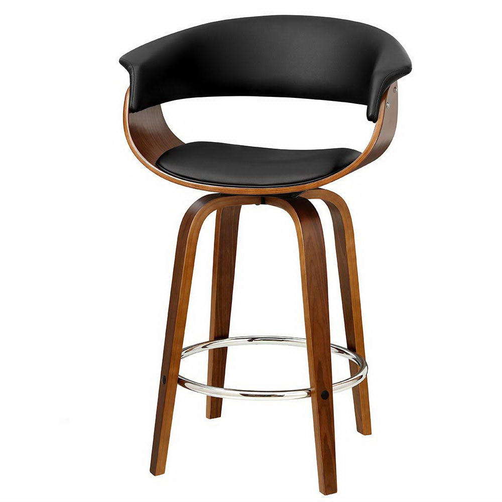 Artiss Swivel Bar Stools - PU Leather & Wood