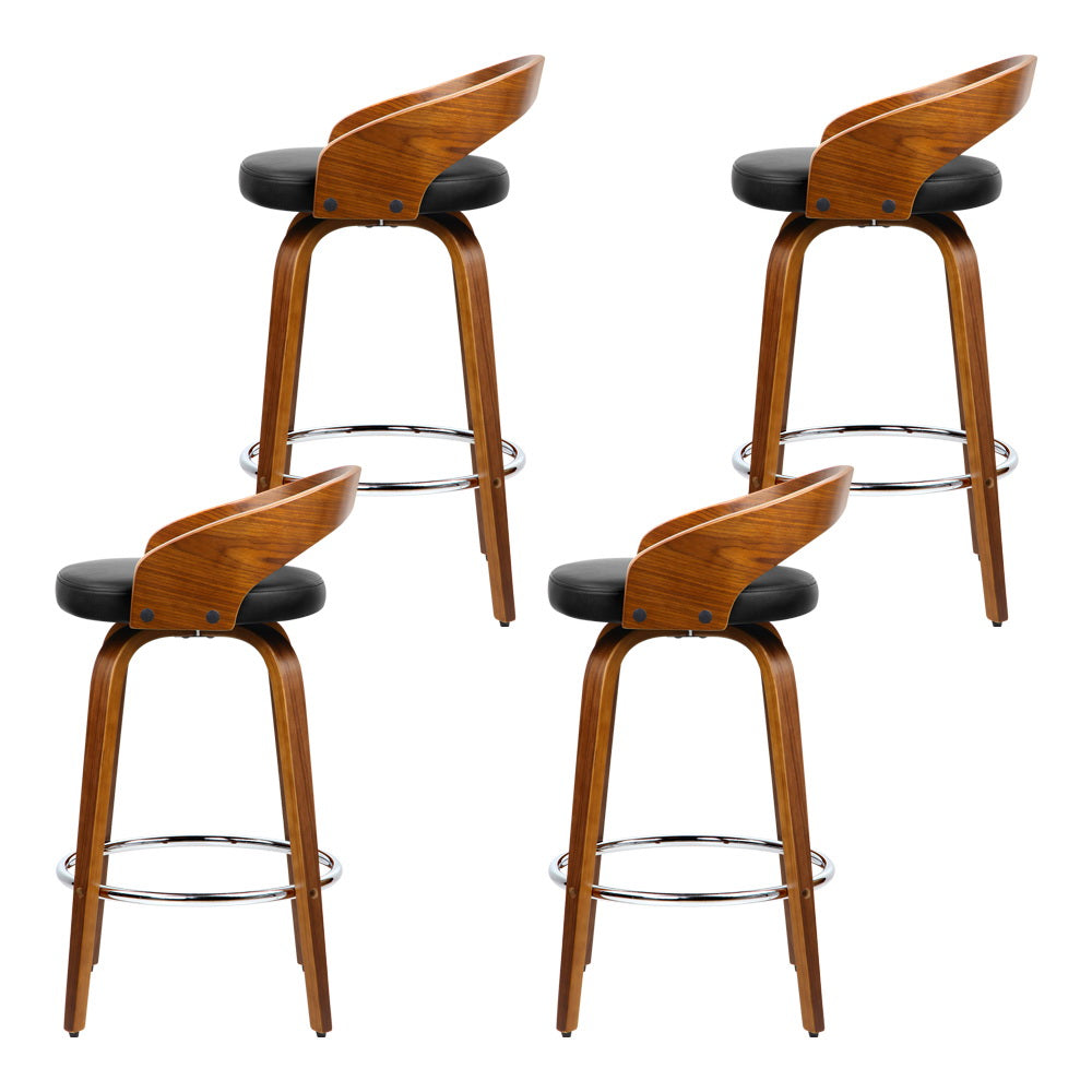 Artiss Walnut Curved Back Bar Stools
