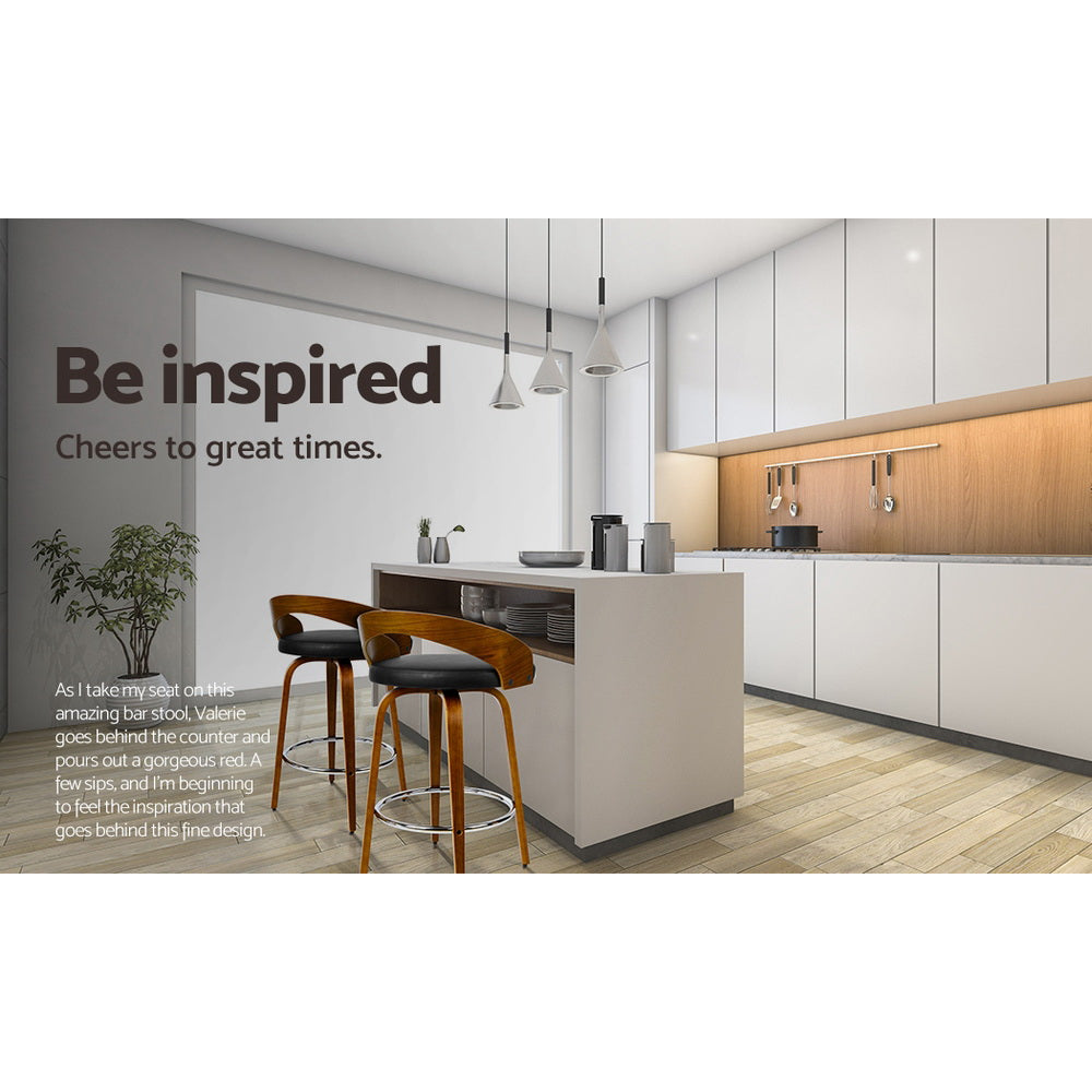 Artiss Walnut Curved Back Bar Stools