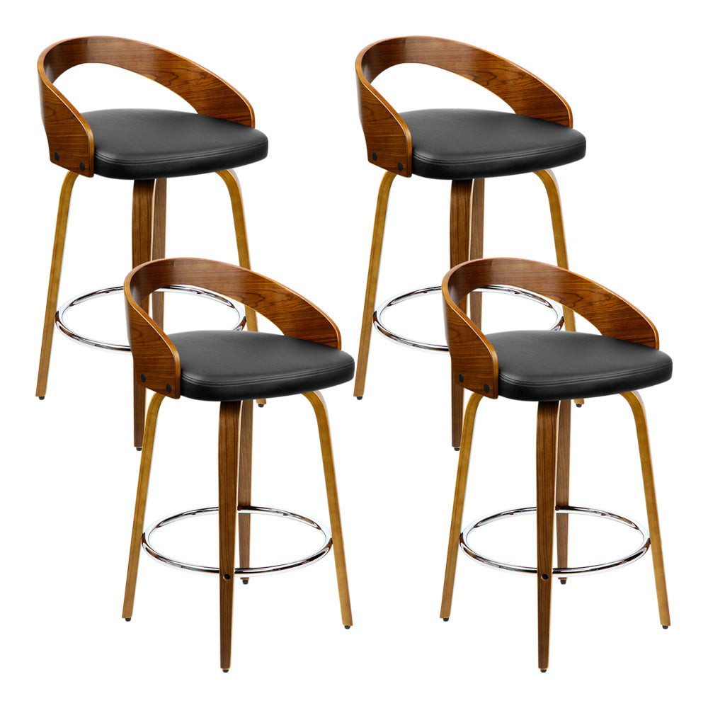 Artiss Walnut Curved Back Bar Stools