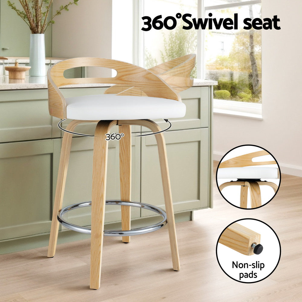 Artiss Swivel Bar Stools with PU Cushion