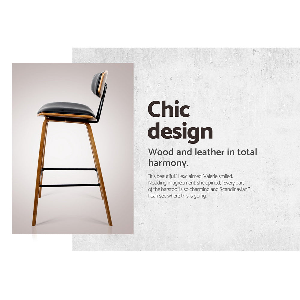 Artiss Leather-Padded Bar Stools with Backrest