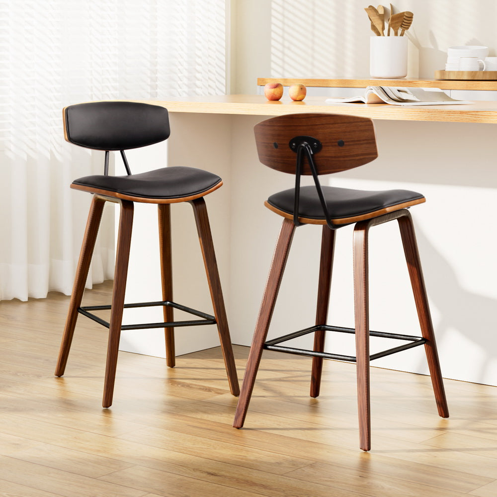 Artiss Leather-Padded Bar Stools with Backrest