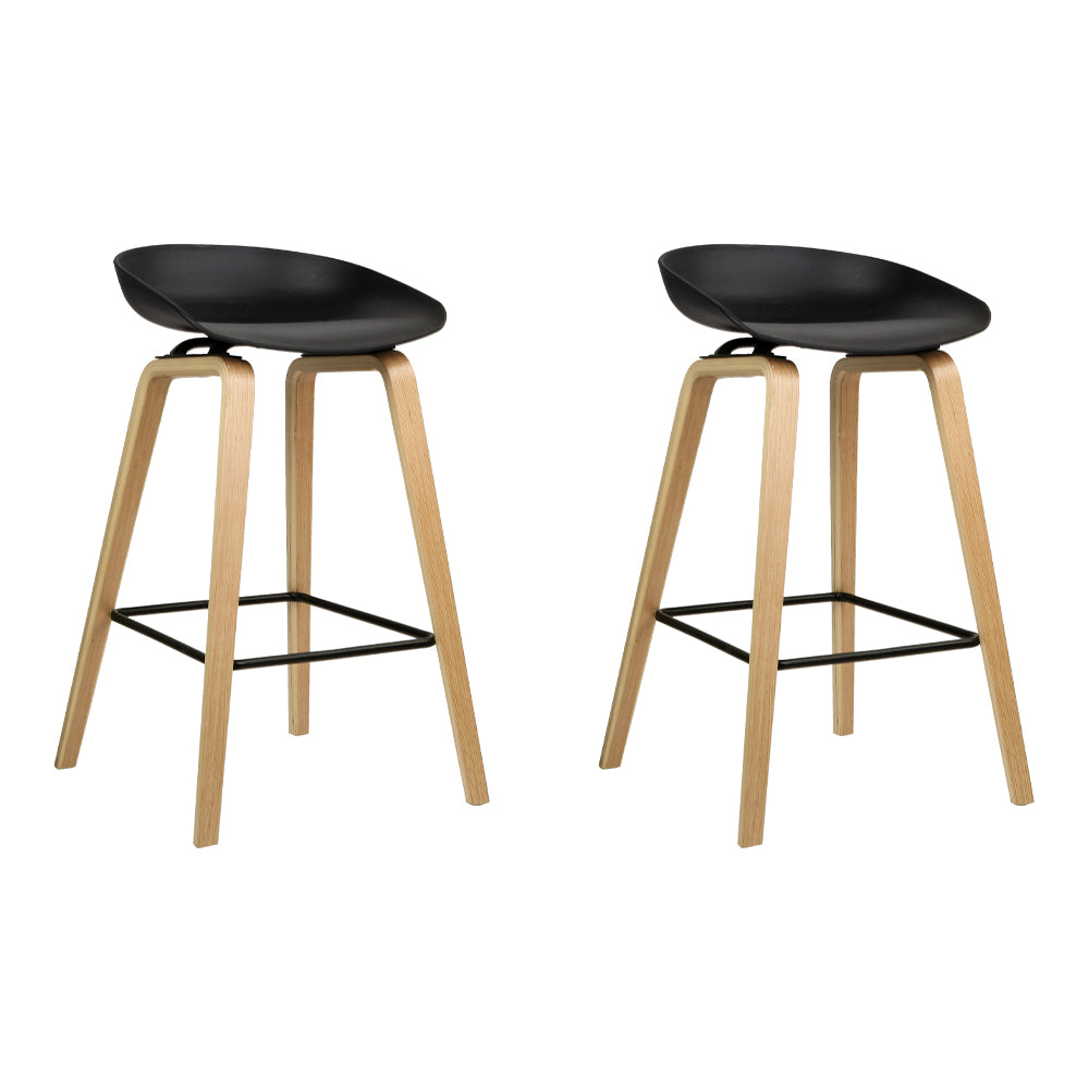 Artiss Modern Wooden Bar Stools - Set of 2