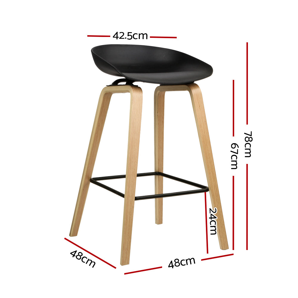 Artiss Modern Wooden Bar Stools - Set of 2