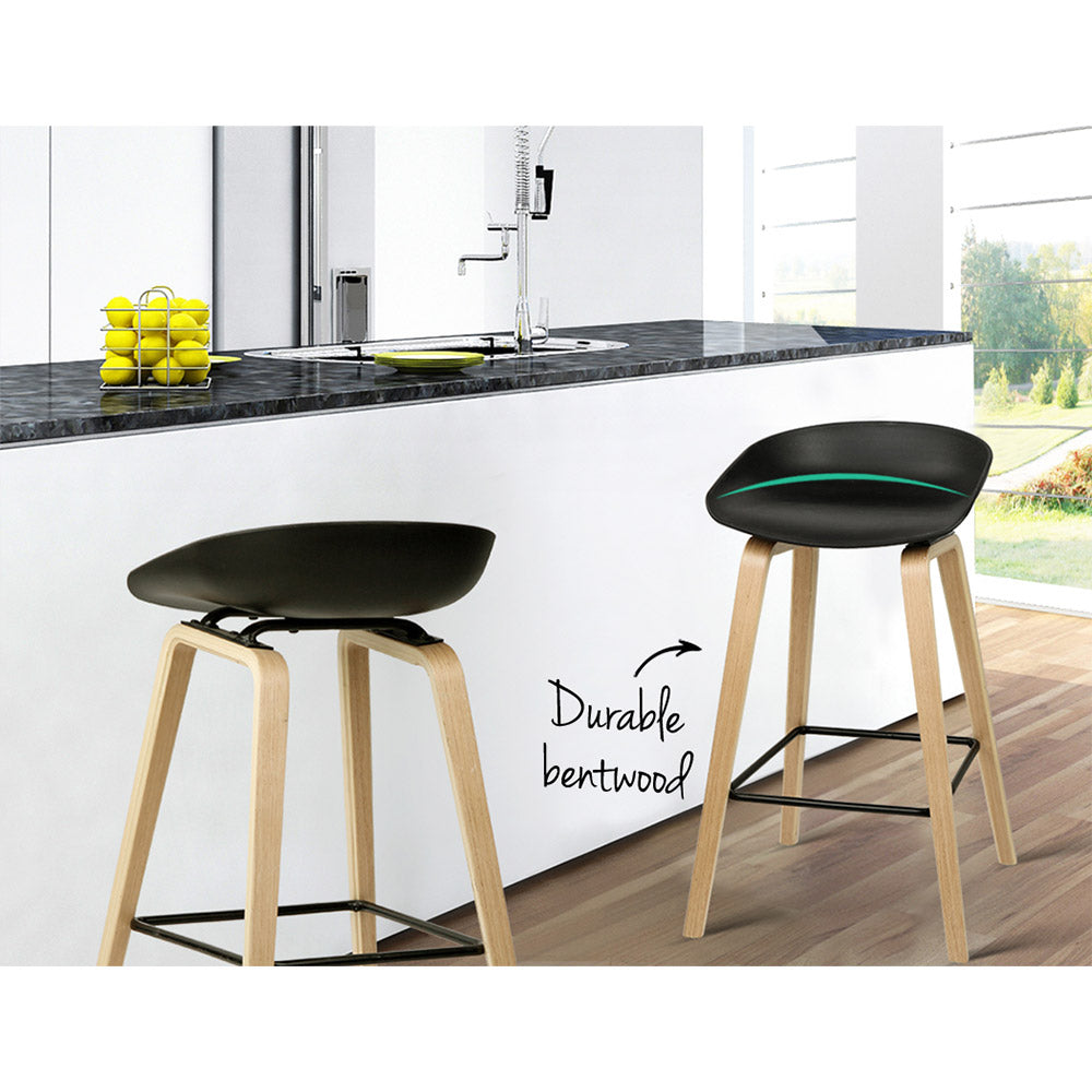 Artiss Modern Wooden Bar Stools - Set of 2