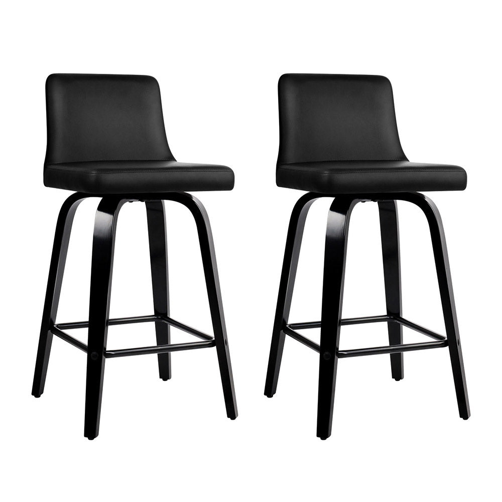 Artiss Swivel Leather Bar Stools - Set of 2