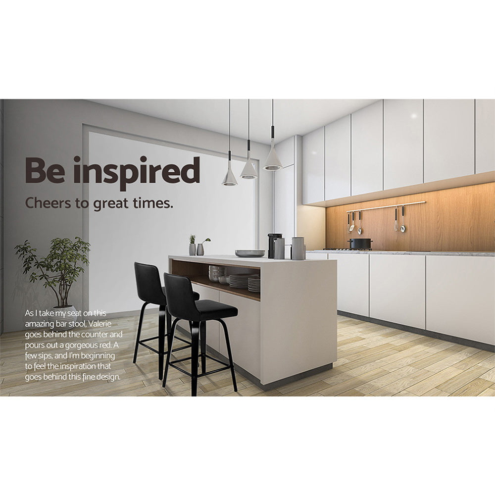 Artiss Swivel Leather Bar Stools - Set of 2