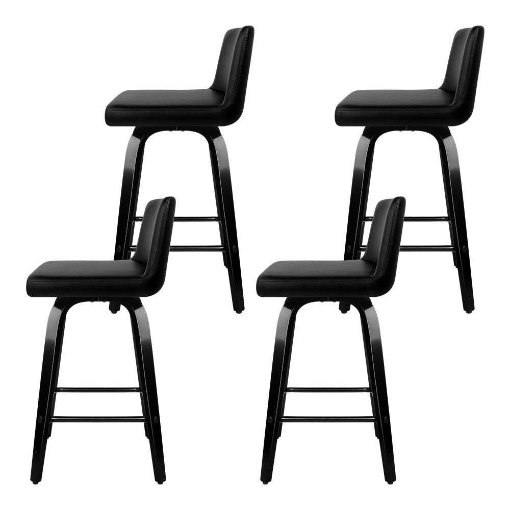 Artiss Leather Swivel Bar Stools - Set of 4