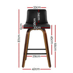 Artiss 2x Swivel Bar Stools - Leather & Wood