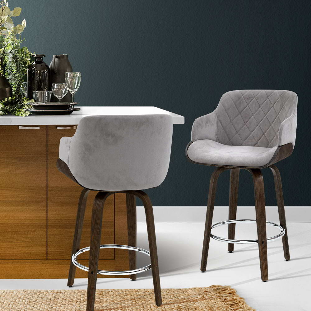 Artiss Velvet Padded Swivel Bar Stool