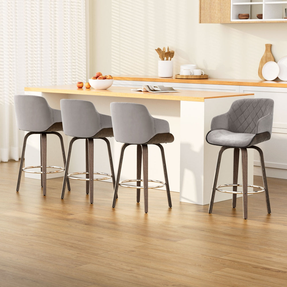 Artiss Velvet Padded Bar Stools - Set of 4