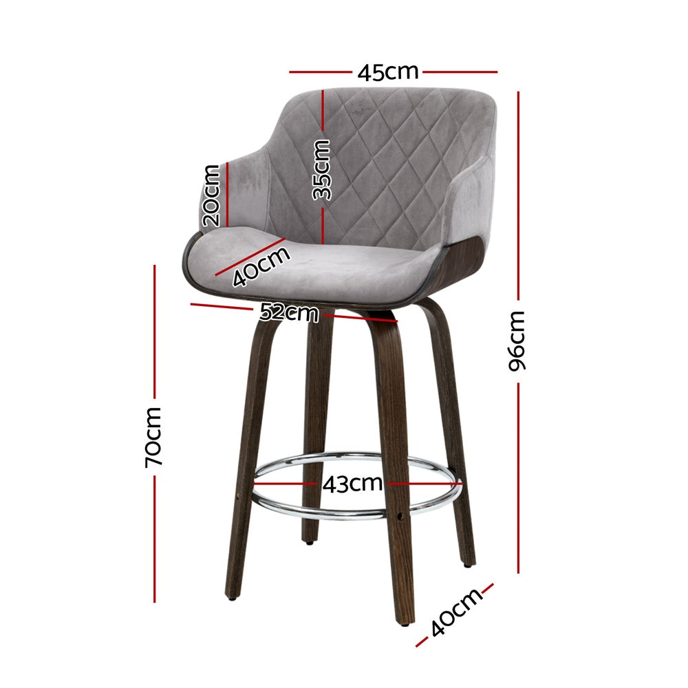 Artiss Velvet Padded Bar Stools - Set of 4
