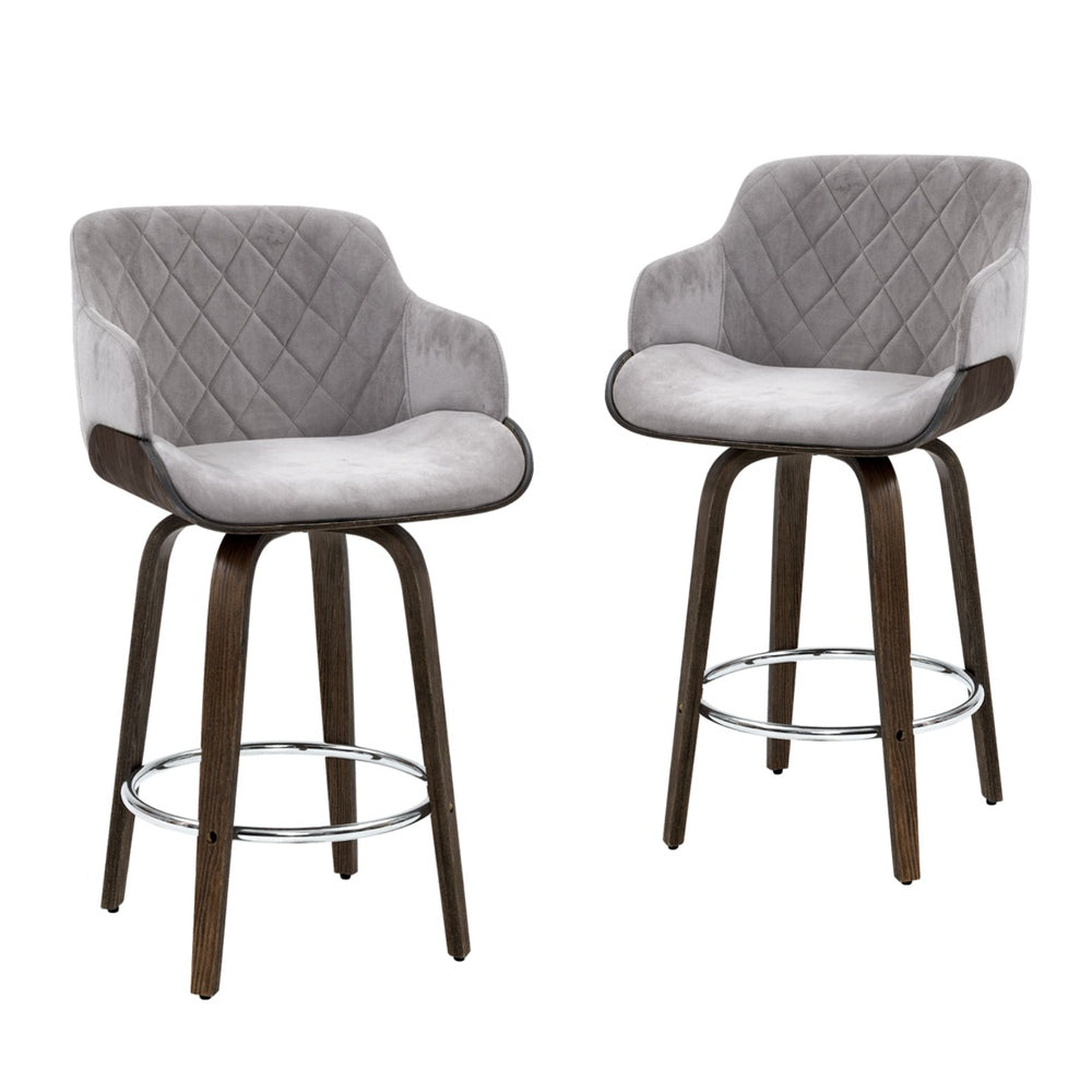 Artiss Velvet Padded Bar Stools - Set of 4