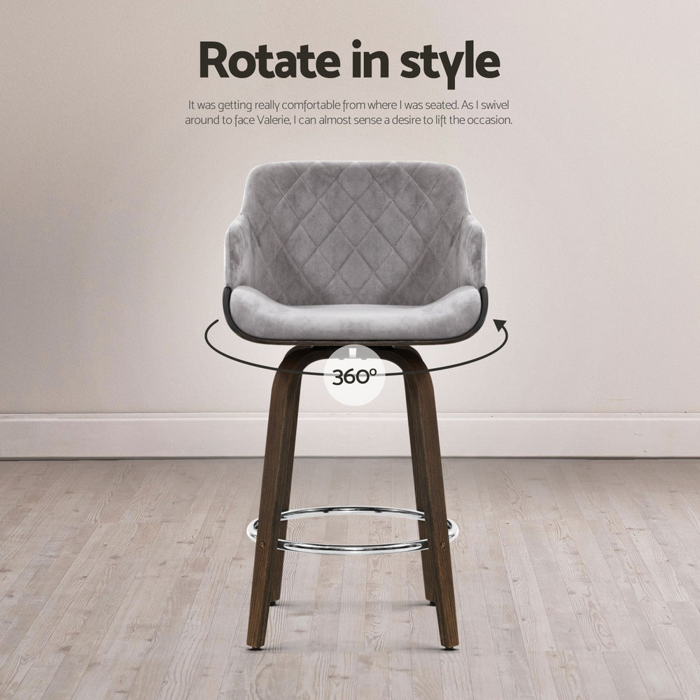 Artiss Velvet Padded Bar Stools - Set of 4