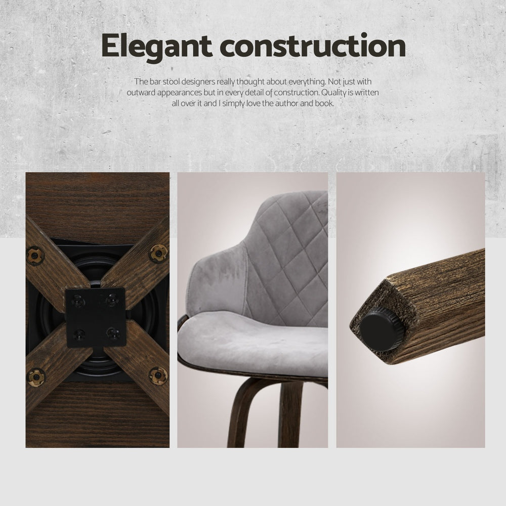 Artiss Velvet Padded Bar Stools - Set of 4