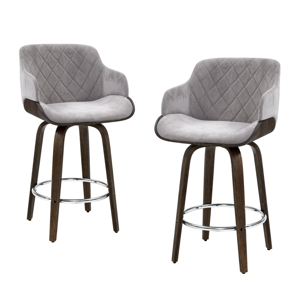 Artiss Velvet Padded Bar Stools - Set of 4