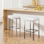 Artiss White Leather Padded Bar Stools