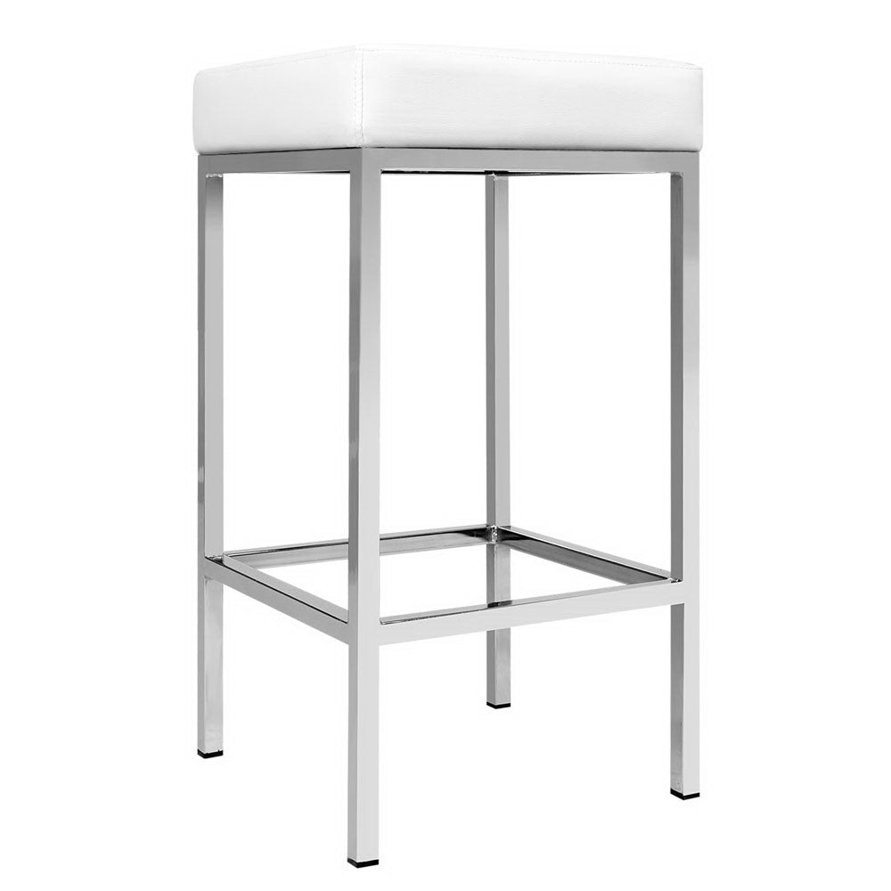 Artiss White Leather Padded Bar Stools