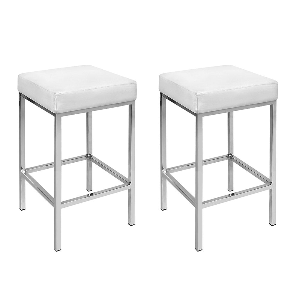 Artiss White Leather Padded Bar Stools
