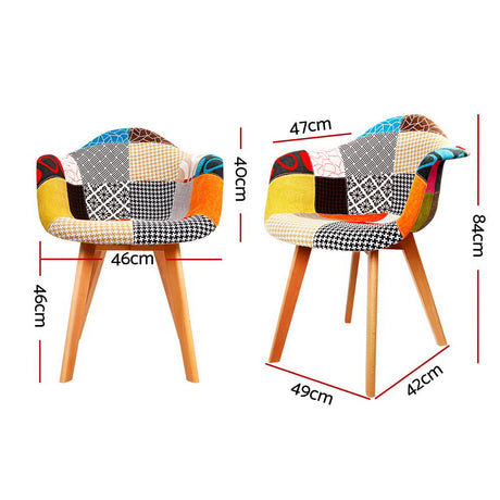 Retro Fabric Dining Chairs Set of 4