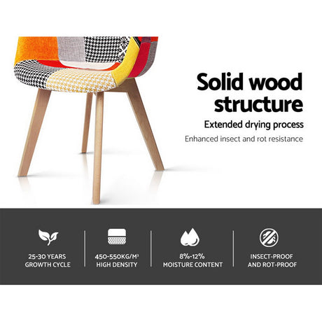 Retro Fabric Dining Chairs Set of 4