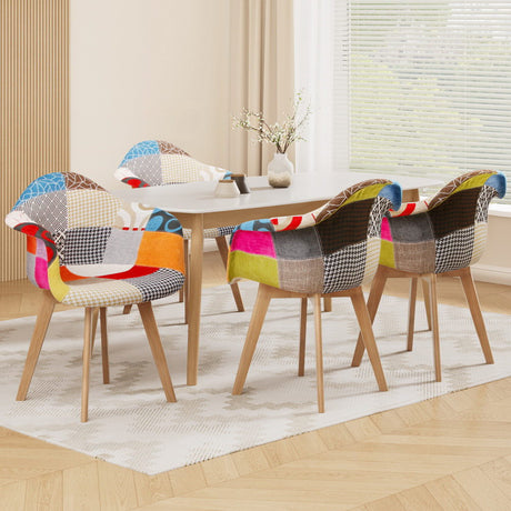 Retro Fabric Dining Chairs Set of 4