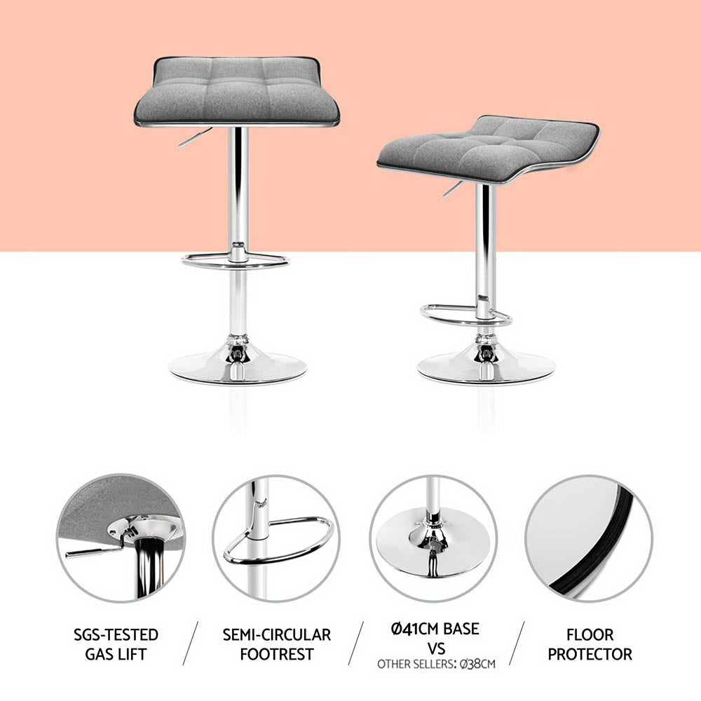 Artiss 4x Linen Padded Gas Lift Bar Stools