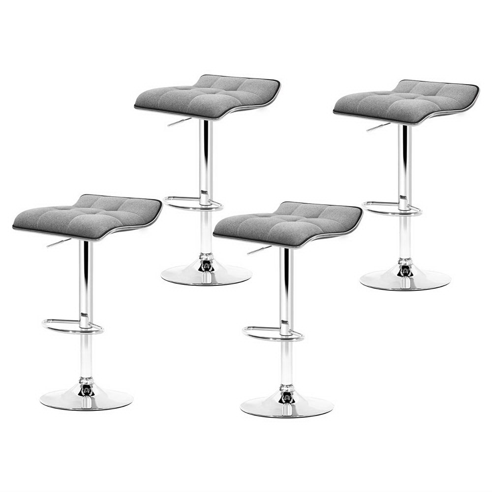 Artiss 4x Linen Padded Gas Lift Bar Stools