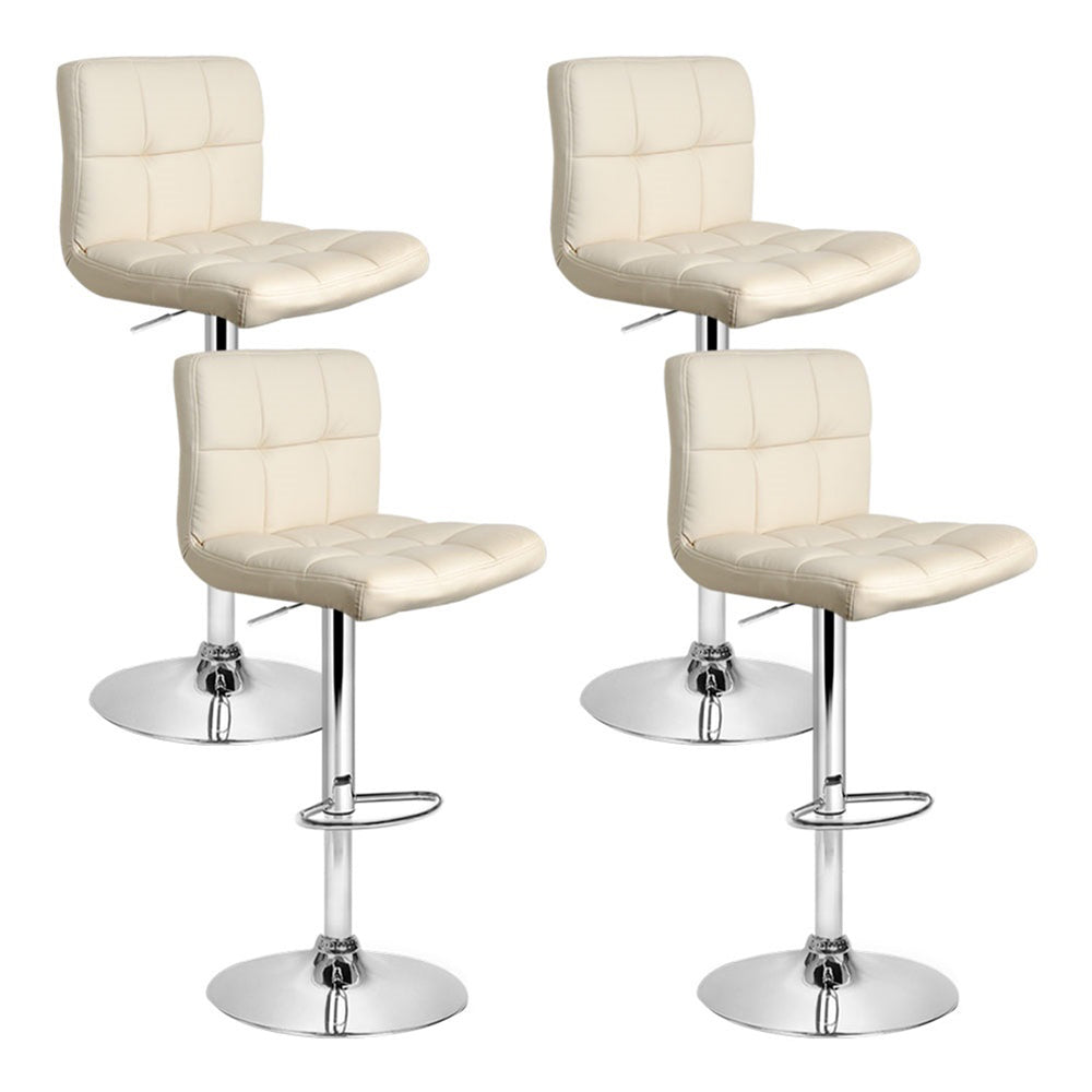 Artiss Beige Leather Gas Lift Bar Stools