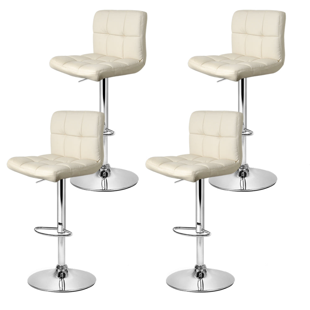 Artiss Beige Leather Gas Lift Bar Stools
