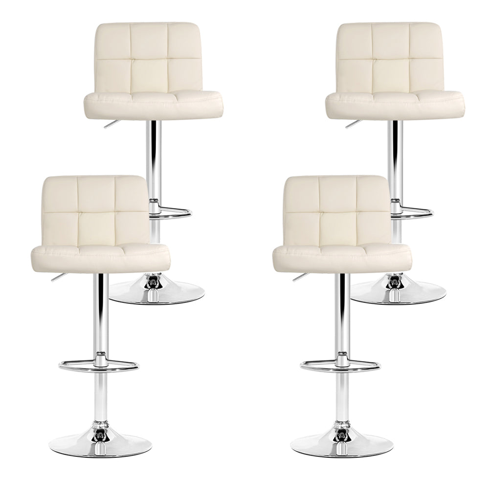 Artiss Beige Leather Gas Lift Bar Stools