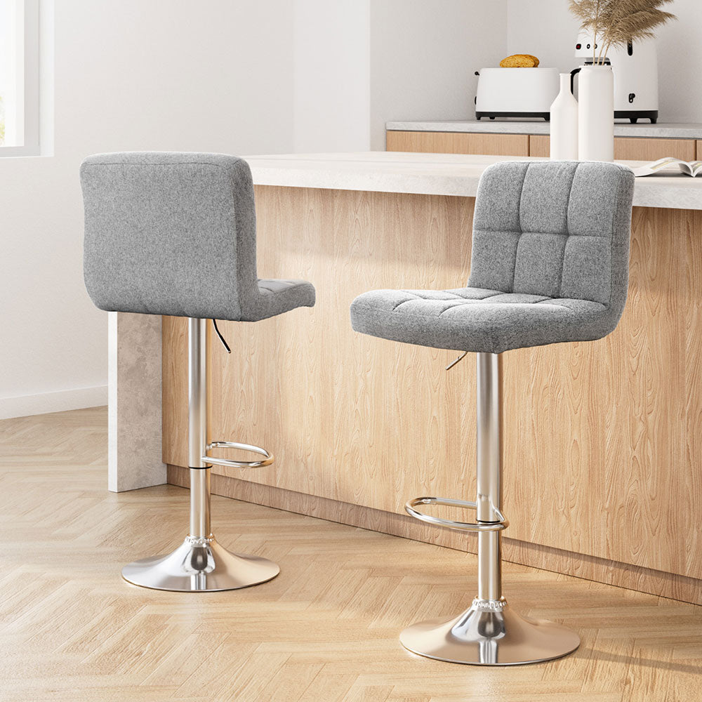 Artiss Grey Gas Lift Bar Stools (2x)