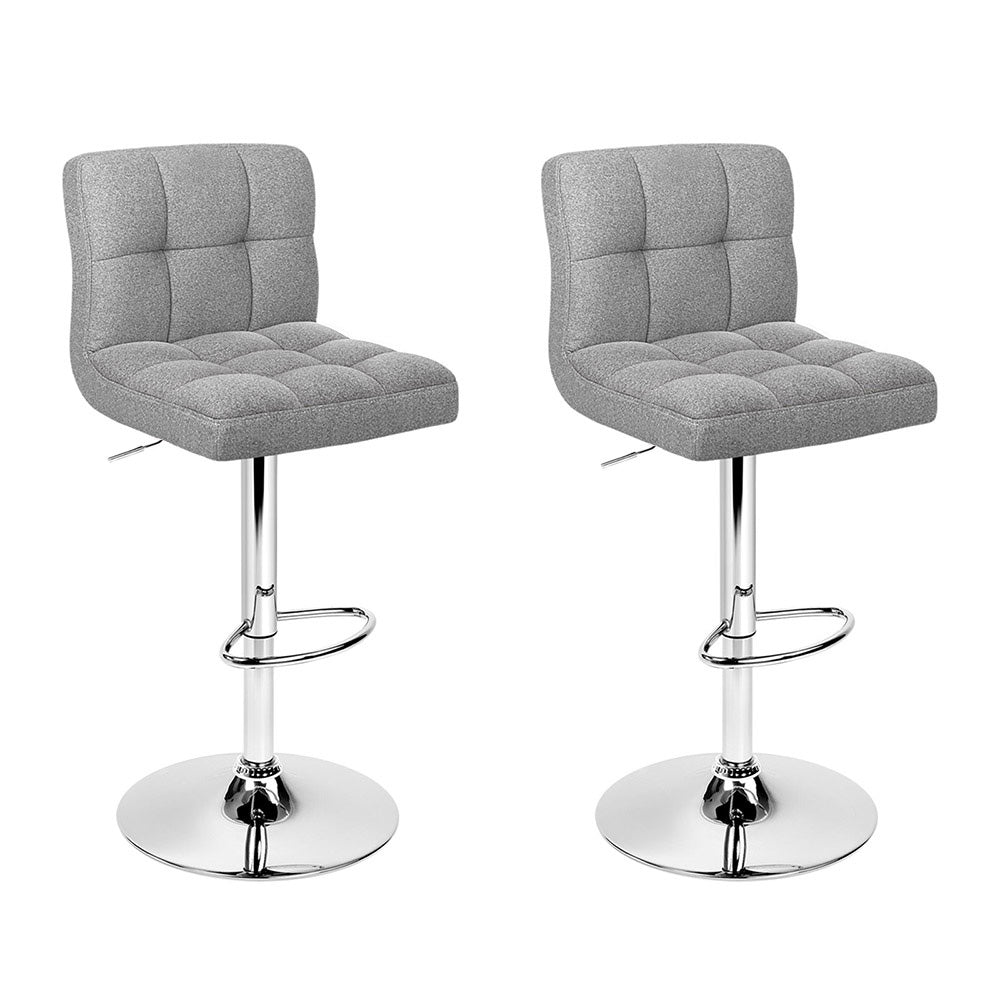 Artiss Grey Gas Lift Bar Stools (2x)
