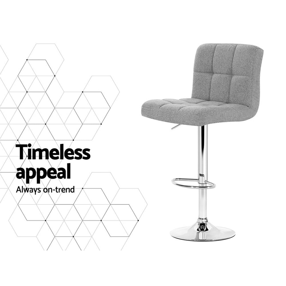 Artiss Grey Fabric Gas Lift Bar Stools