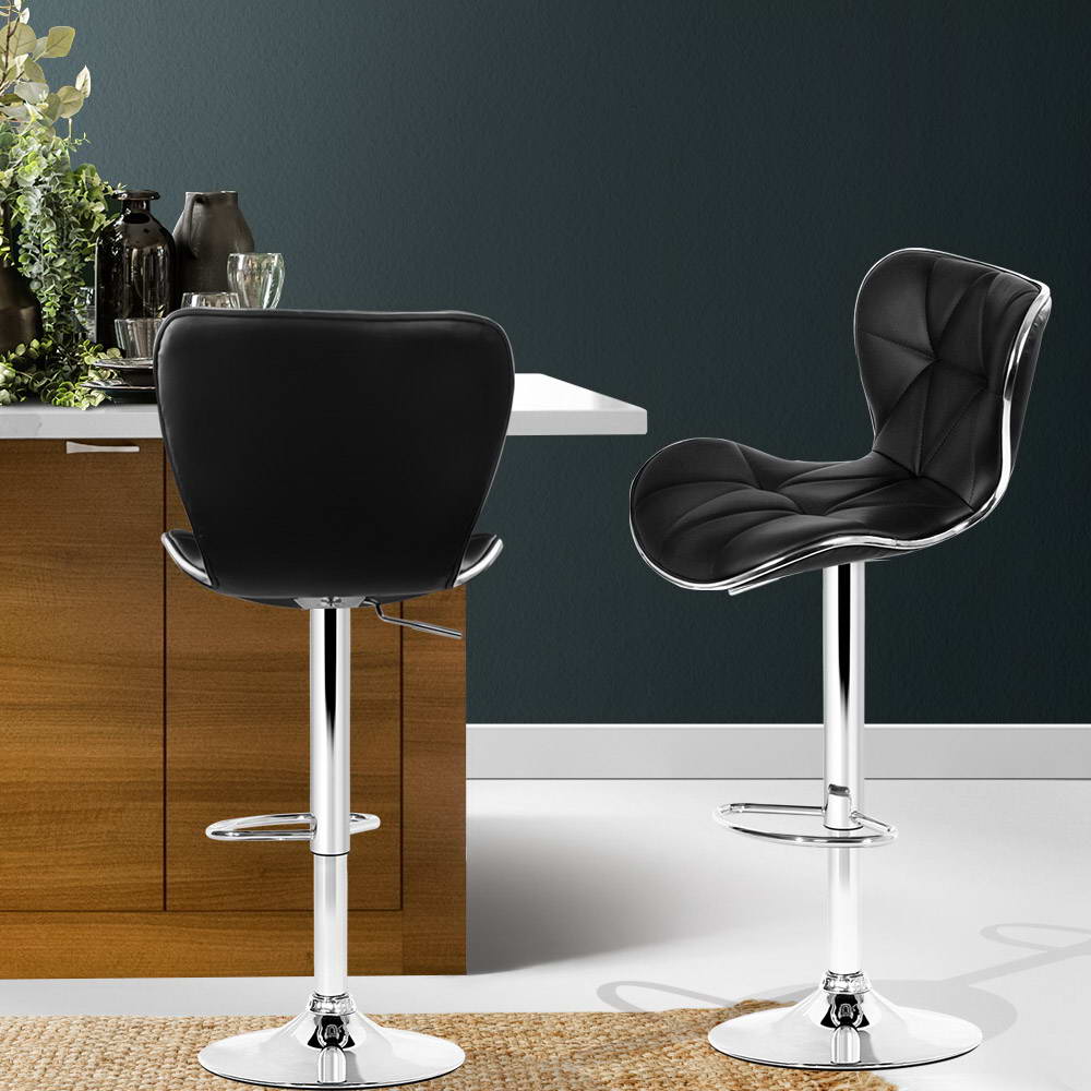 Contemporary Adjustable PU Leather Bar Stools