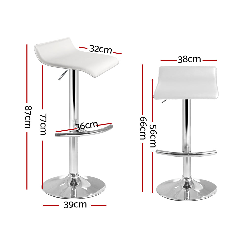 Artiss White Adjustable Gas Lift Bar Stools