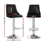 Artiss Adjustable Black Leather Bar Stool Set
