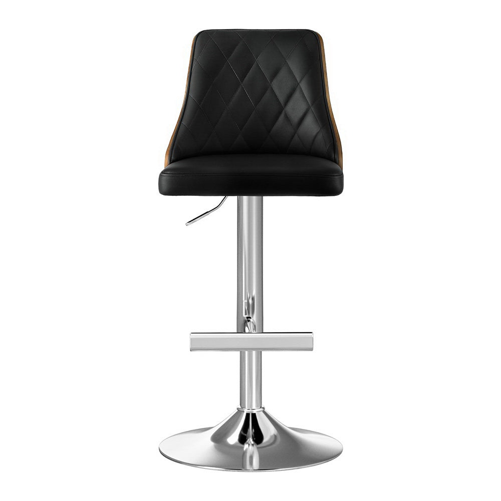 Artiss Adjustable Black Leather Bar Stool Set