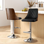 Artiss Adjustable Black Leather Bar Stool Set