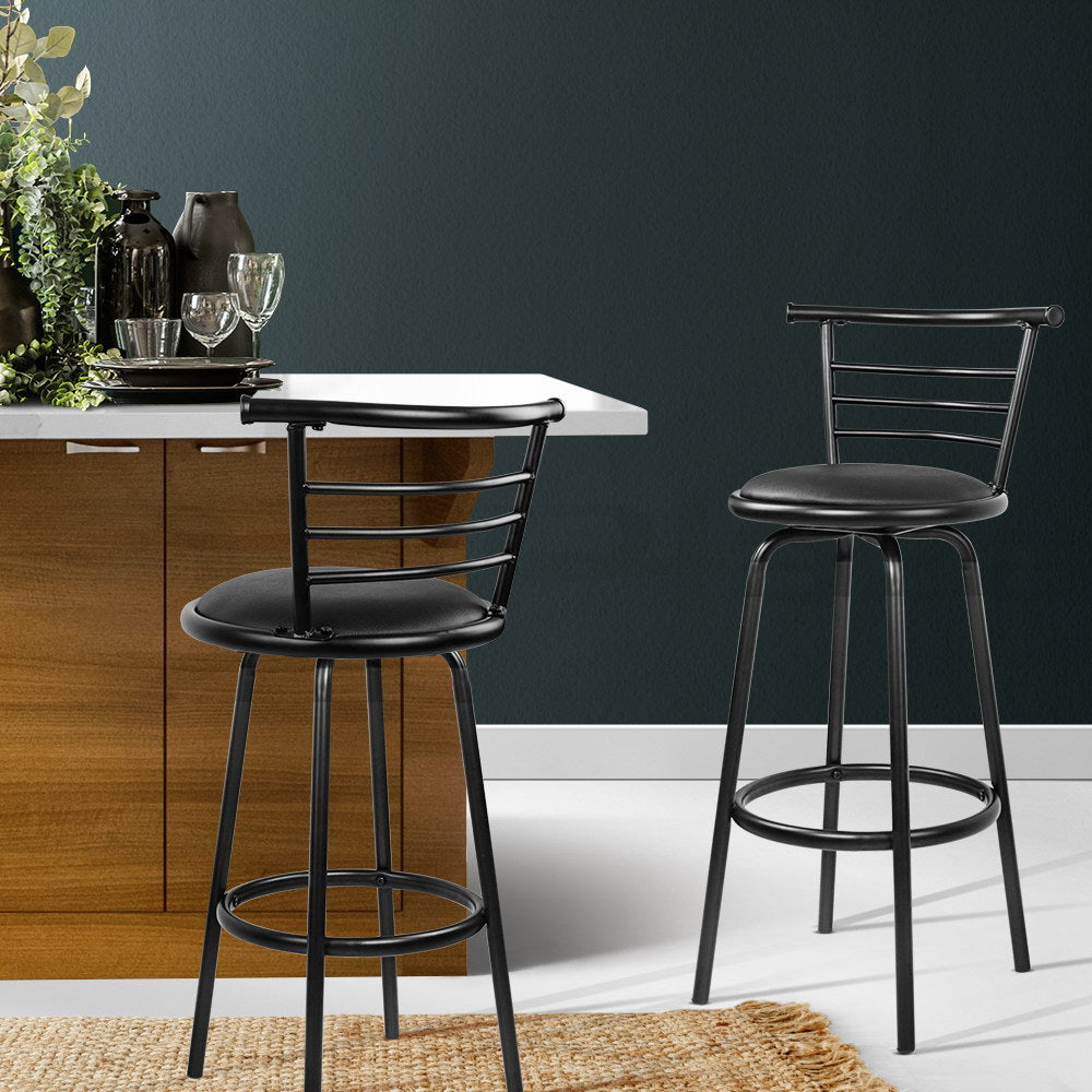 Artiss Swivel Leather Bar Stools - Set of 2