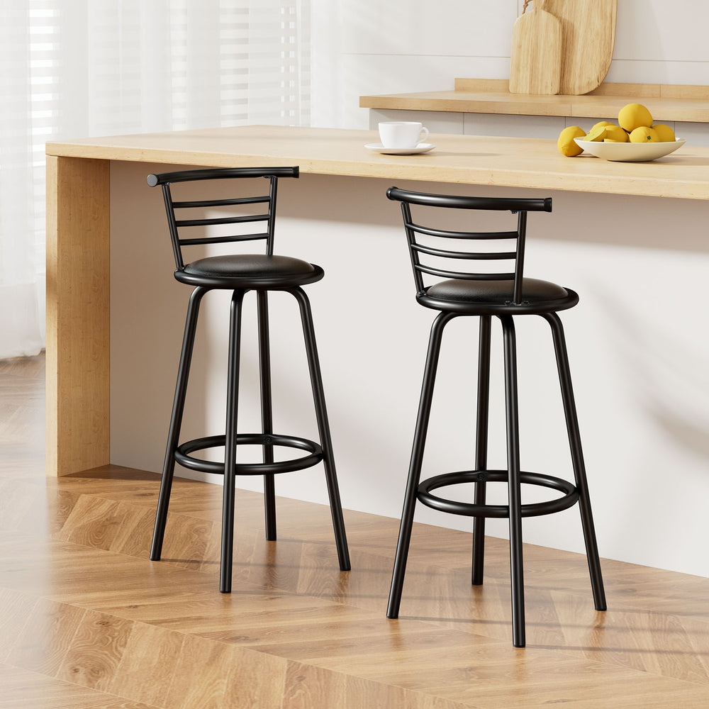 Artiss Swivel Leather Bar Stools - Set of 2